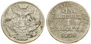 Poland, 15 kopecks = 1 zloty, 1838 MW, Warsaw