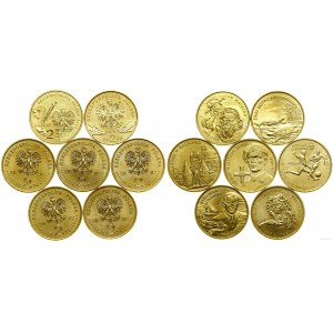 Poland, set of 7 x 2 gold, 2002, Warsaw