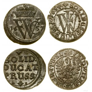 Prusse ducale (1525-1657), série de 2 shekels, 1654, 1657, Königsberg