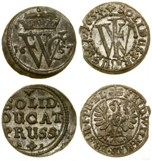Prusse ducale (1525-1657), série de 2 shekels, 1654, 1657, Königsberg
