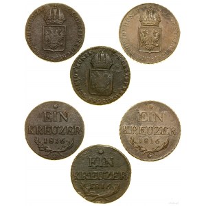 Austria, zestaw 3 x krajcar, 1816, Nagybánya, Orawice, Smolnik