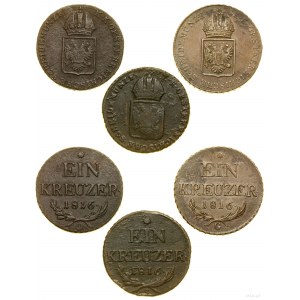 Rakúsko, sada 3 x krajcar, 1816, Nagybánya, Oravice, Smolník