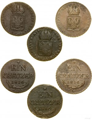 Austria, set of 3 x krajcar, 1816, Nagybánya, Oravice, Smolnik