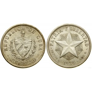 Cuba, 1 peso, 1934, Philadelphia