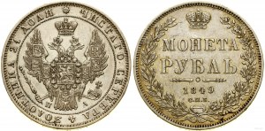 Russia, rublo, 1849 СПБ ПA, San Pietroburgo