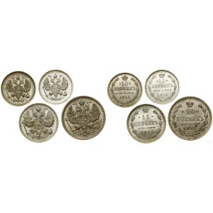 Russland, Satz von 4 Münzen aus dem Jahr 1915, St. Petersburg