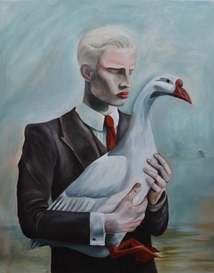 Eliza KWIATKOWSKA (b. 1996), A man with a goose, 2024