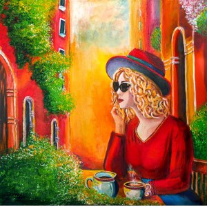 Laura LIS (a.k.a. b. 1977), La Dolce Vita Pause over coffee, 2024