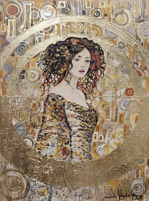 Mariola ŚWIGULSKA (geb. 1961), Klimts Schönheit in goldenen Kreisen, 2024