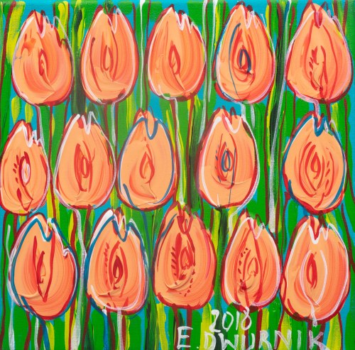 Edward Dwurnik (1943 - 2018), Cieliste tulipany, 2018