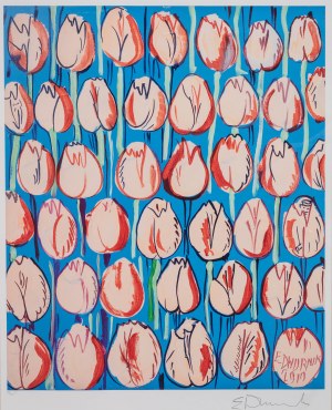 Edward Dwurnik (1943 - 2018), Růžové tulipány, 2016