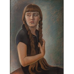 Henryk Berlewi (1894 Warsaw - 1967 Paris), Portrait of a girl with braids, 1930s.