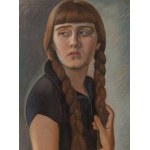 Henryk Berlewi (1894 Varsovie - 1967 Paris), Portrait d'une jeune fille avec des tresses, années 1930.