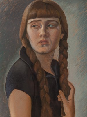 Henryk Berlewi (1894 Varsavia - 1967 Parigi), Ritratto di ragazza con le trecce, anni Trenta.