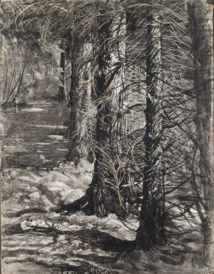 Leon Wyczółkowski (1852 Huta Miastkowska - 1936 Varsavia), Paesaggio forestale, 1927