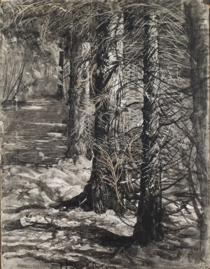 Leon Wyczółkowski (1852 Huta Miastkowska - 1936 Warszawa), Pejzaż leśny, 1927