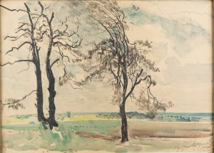 Leon Wyczółkowski (1852 Huta Miastkowska - 1936 Varšava), Krajina se stromy, 1919
