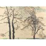 Leon Wyczółkowski (1852 Huta Miastkowska - 1936 Varsavia), Paesaggio con alberi, 1919