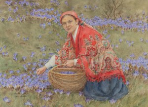 Aleksander Augustynowicz (1865 Iskrzynia, Krosno district - 1944 Warsaw), Highlander woman collecting crocuses