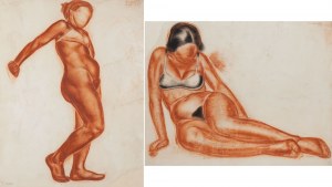 Boleslaw Cybis (1895 Ferme de Massandra en Crimée - 1957 Trenton (New Jersey, USA)), Nu d'une femme debout (Recto) / Nu d'une jeune fille assise (Verso), 1922