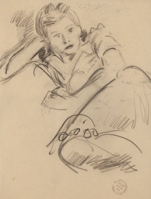 Ludwik Klimek (1912 Skoczów - 1992 Frankreich), Frau auf einem Sofa
