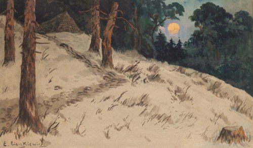Edmund Cieczkiewicz (1872 Barszczowice - 1958 Rytro k. Nowego Sącza), Krajobraz leśny w świetle księżyca