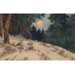 Edmund Cieczkiewicz (1872 Barszczowice - 1958 Rytro près de Nowy Sącz), Paysage forestier au clair de lune