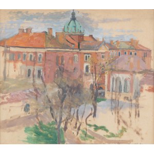 Hanna Rudzka-Cybisowa (1897 Mlawa - 1988 Cracovie), Paysage de Cracovie avec vue sur le dôme de l'église Saint-Pierre et Saint-Paul, 1941