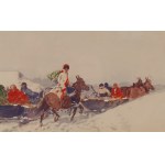 Adam Setkowicz (1879 Cracovie - 1945 Cracovie), Paysage d'hiver avec luge