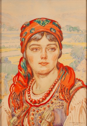 Henryk Uziembło (1879 Myślachowice près de Cracovie - 1949 Cracovie), Portrait d'une jeune fille, 1928