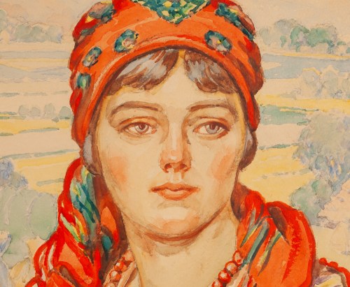 Henryk Uziembło (1879 Myślachowice koło Krakowa - 1949 Kraków), Portret młodej dziewczyny, 1928