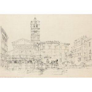 Henryk Dąbrowski (1927 Varsovie - 2006 Varsovie), Rome - Piazza di Santa Maria in Trastevere , 1966