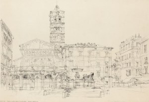 Henryk Dąbrowski (1927 Varšava - 2006 Varšava), Rím - Piazza di Santa Maria in Trastevere , 1966