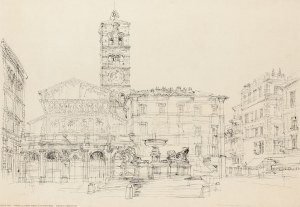 Henryk Dabrowski (1927 Warsaw - 2006 Warsaw), Rome - Piazza di Santa Maria in Trastevere , 1966.