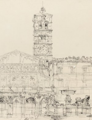 Henryk Dąbrowski (1927 Varšava - 2006 Varšava), Řím - Piazza di Santa Maria in Trastevere , 1966