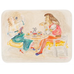 Maja Berezowska (1898 Baranowicze - 1978 Varsovie), Dîner d'amoureux, 1961