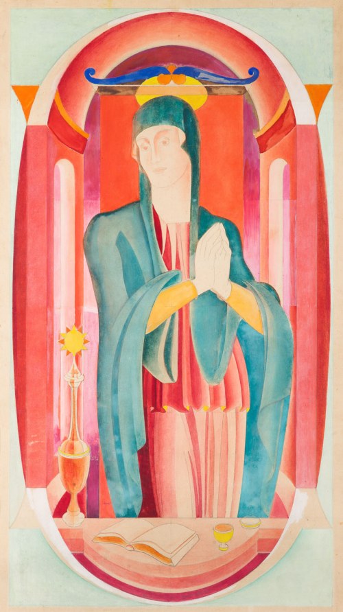 Jan Kaczmarkiewicz (1904 Rawicz - 1989 ), Wizerunek świętej z monstrancją