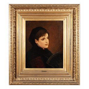 GABRIEL VON MAX (allemand / autrichien 1840-1915) - Fille à l'éventail