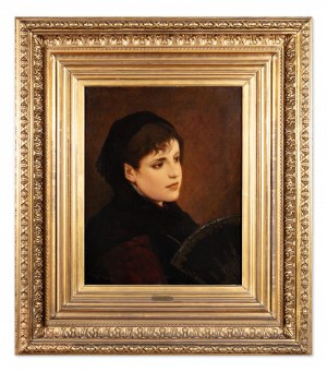 GABRIEL VON MAX (Niemcy / Austria 1840-1915) - Dziewczyna z wachlarzem