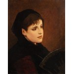 GABRIEL VON MAX (tedesco/austriaco 1840-1915) - Ragazza con ventaglio