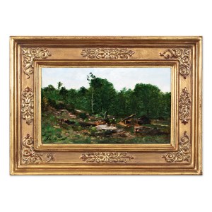 CHITTUSSI ANTONIN (Tschechisch / Böhmisch, Französisch 1847-1891) - Landschaft mit Baumstämmen