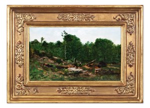 CHITTUSSI ANTONIN (tchèque / bohémien, français 1847-1891) - Paysage avec bûches