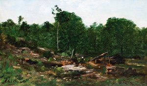 CHITTUSSI ANTONIN (czeski, francuski 1847-1891) - Pejzaż z kłodami drewna