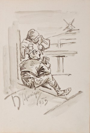 SCHWAIGER HANUS (tchèque / bohème 1854-1912) - Les buveurs néerlandais