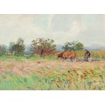 LOLEK STANISLAV (Czech / Bohemian 1873-1936) - Landscape with a plowman