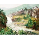 KALVODA ALOIS (Czechy 1875-1934) - Para obrazów z Bośni i Hercegowiny Przełom Vrbas koło Jajce i Vinac