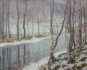 KALVODA ALOIS (ceco/boemo 1875-1934) - Sulle rive della Volynka in inverno