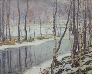 KALVODA ALOIS (Czechy 1875-1934) - Nad brzegiem Wołynia zimą
