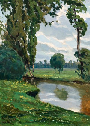 KRAL JOSEF (ceco/boemo 1877-1914) - Paesaggio con ruscello