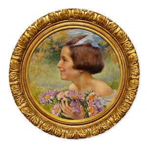 DVORAK BRUNNER FRANTISEK (Tschechisch / Böhmisch 1862-1927) - Mädchen mit blauer Schleife